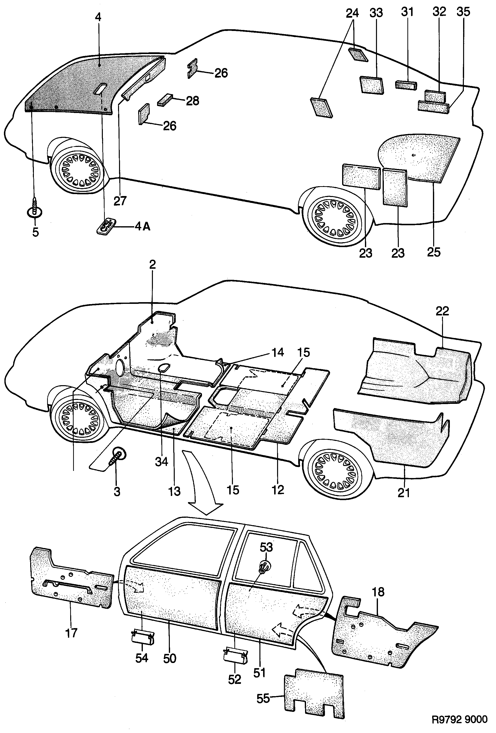 Saab 9000 Insulation diagram