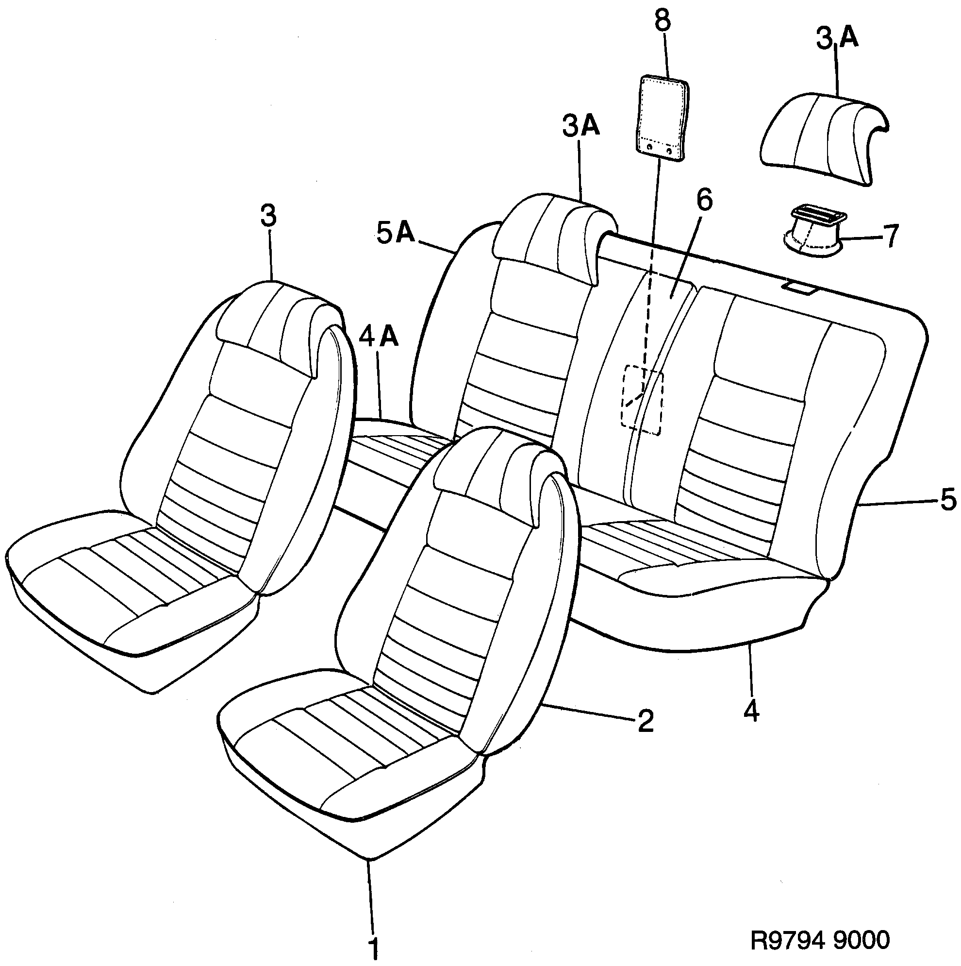 Saab 9000 Covers Horizon pattern diagram